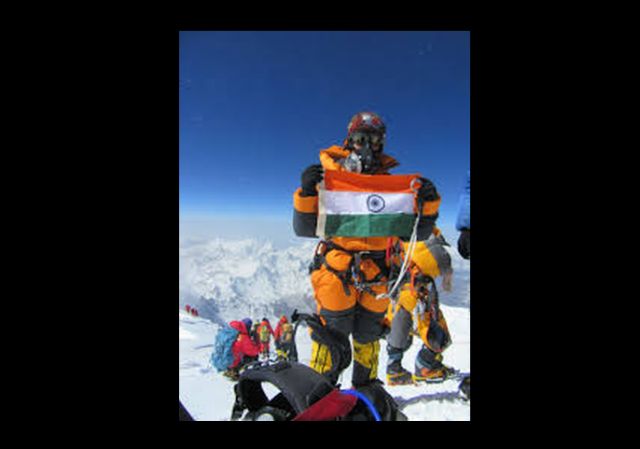 16-year-old Shivangi Pathak hoisting the national flag at the highest peak in the world.