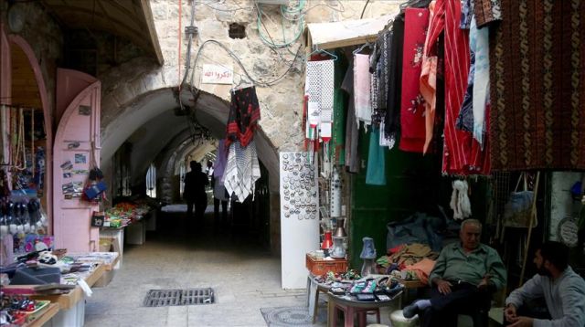 A view of an old market in Hebron, West Bank.