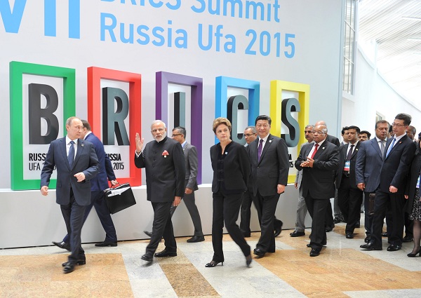 The Prime Minister, Shri Narendra Modi at the Welcome Ceremony during the BRICS Summit, in Ufa, Russia on July 09, 2015.(Photo: PIB)