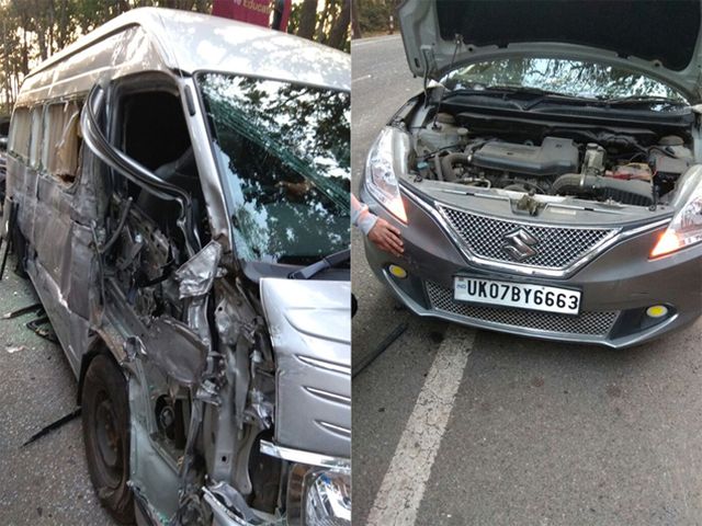 The truck (left) with which Shami's car (right) collided