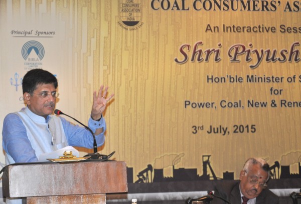The Minister of State (Independent Charge) for Power, Coal and New and Renewable Energy, Shri Piyush Goyal speaking in an interactive Session of Coal Consumers Association of India, in Kolkata on July 03, 2015.