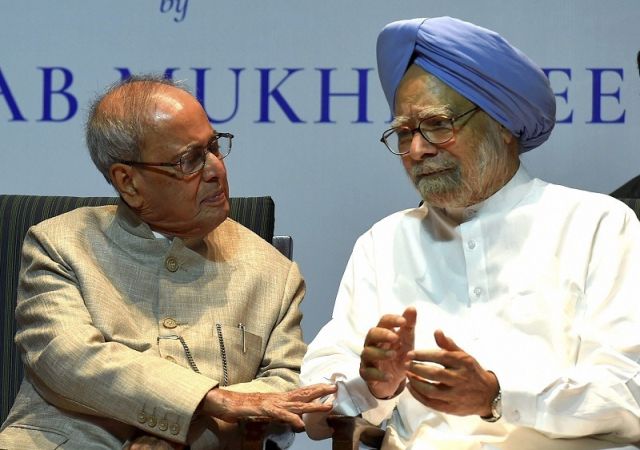 Pranab Mukherjee and Manmohan Singh
