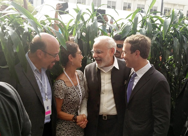 Prime Minister, Narendra Modi meeting the family of Facebook Chairman and CEO,Mark Zuckerberg, at Facebook HQ, in San Jose, California 