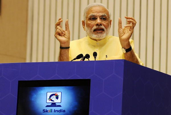 The Prime Minister, Shri Narendra Modi addressing at the launching ceremony of the Skill India Mission, on the occasion of the World Youth Skills Day, in New Delhi on July 15, 2015. 