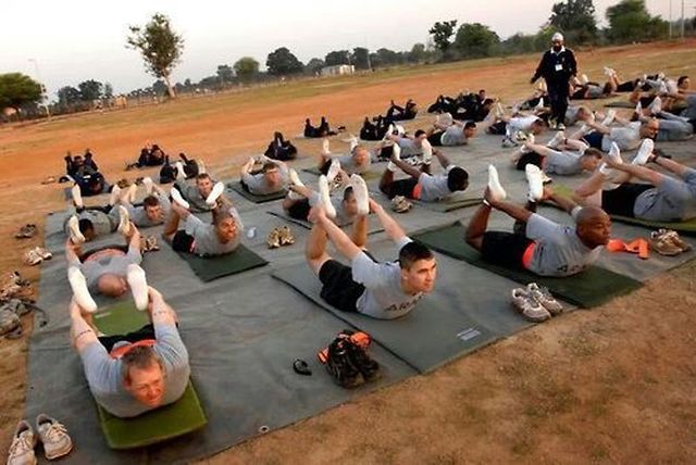 US Army doing Yoga