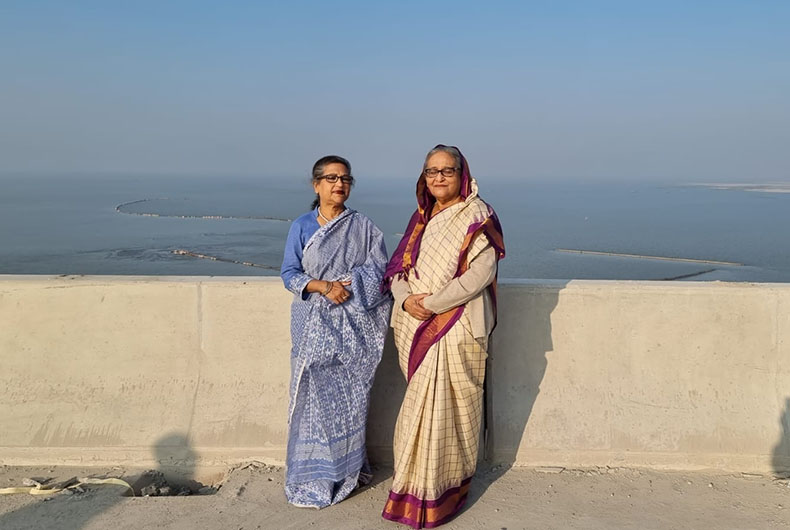 Hasina and Rehana visit Padma Bridge 1st time after winning challenge with WB
