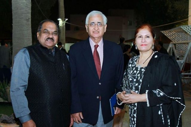 Hassan Chougule and wife Kausar Chougule with Mr Salman Khurshid