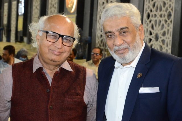 Advocate Yusuf Abrahani with Sudheendra Kulkarni, former Director of Operations of the Prime Minister's Office